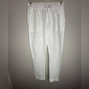 Enza Costa Women Jogger Pants White French Linen Drawstring Size 1